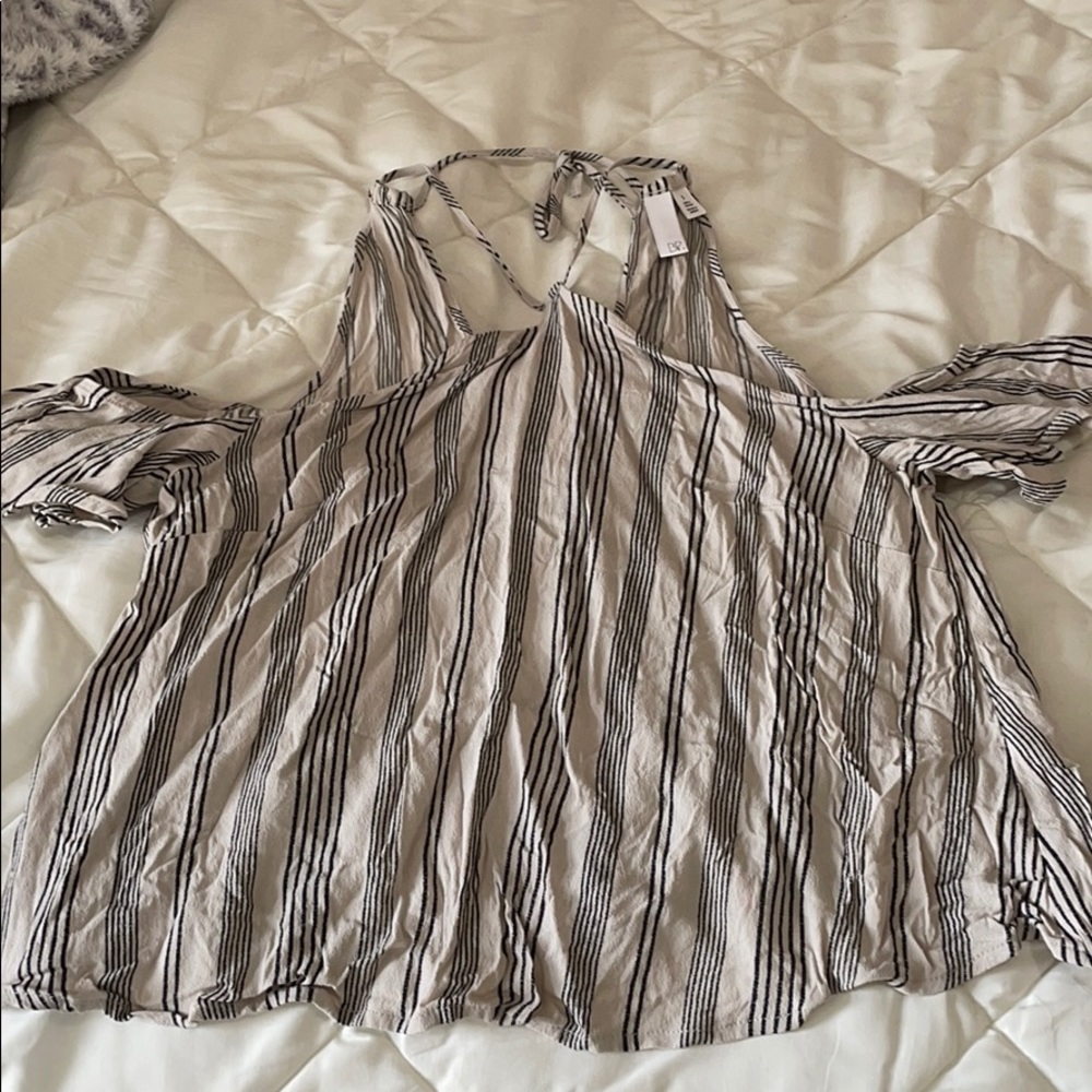 Striped off the shoulder tank